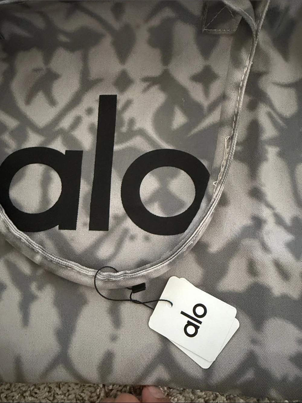 ALO Yoga Gray Patterned Tote with Black Logo